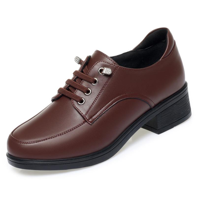 Klassische Damen-Schnürschuhe aus weichem Leder mit runder Spitze, lässig, bequem, Keilschuhe, Frühlings- und Herbstmode, Mutterschuhe 37 von Joom DACH