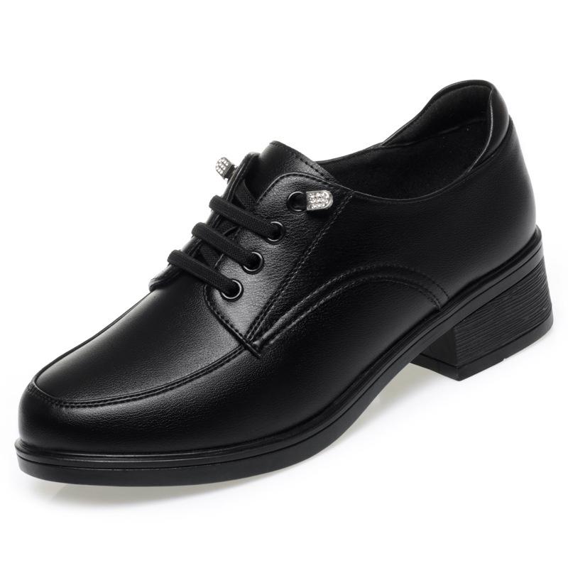 Klassische Damen-Schnürschuhe aus weichem Leder mit runder Spitze, lässig, bequem, Keilschuhe, Frühlings- und Herbstmode, Mutterschuhe 41 von Joom DACH