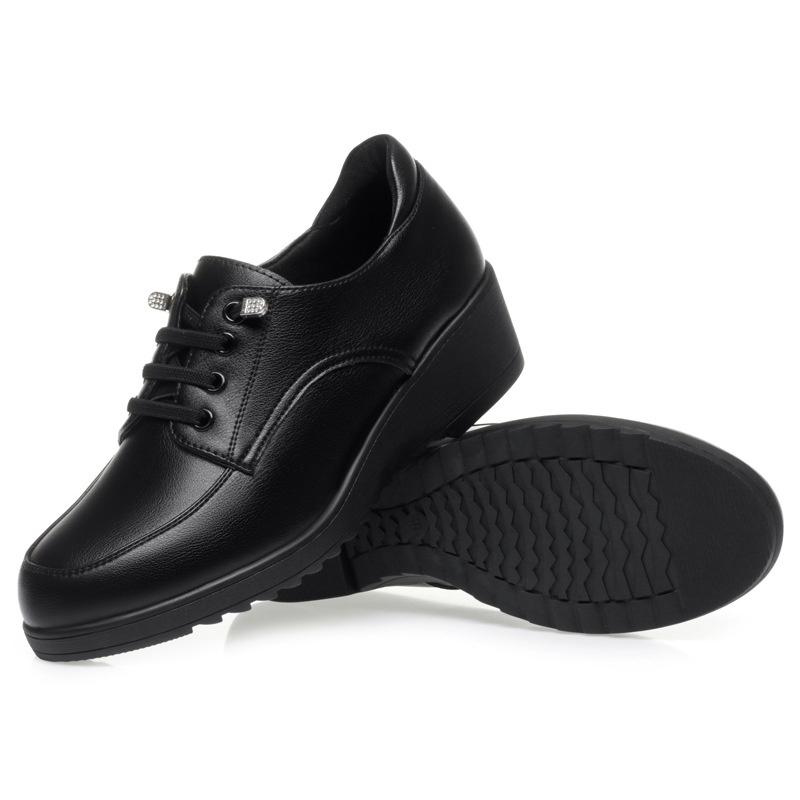 Klassische Damen-Schnürschuhe aus weichem Leder mit runder Spitze, lässig, bequem, Keilschuhe, Frühlings- und Herbstmode, Mutterschuhe 42 von Joom DACH