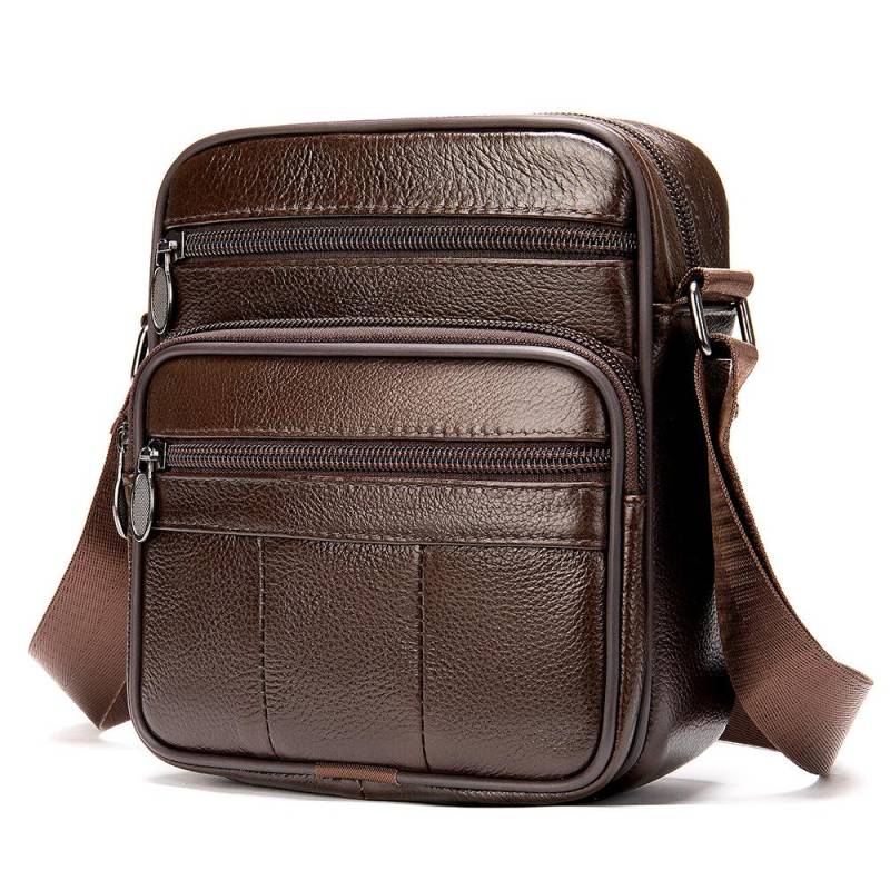Klassische Designer-Herren-Umhängetasche aus echtem Leder, Business-Tasche für Herren, Sommer-Umhängetasche, hochwertige Umhängetasche, Herren-Reisetasche kaffeebraun von Joom DACH