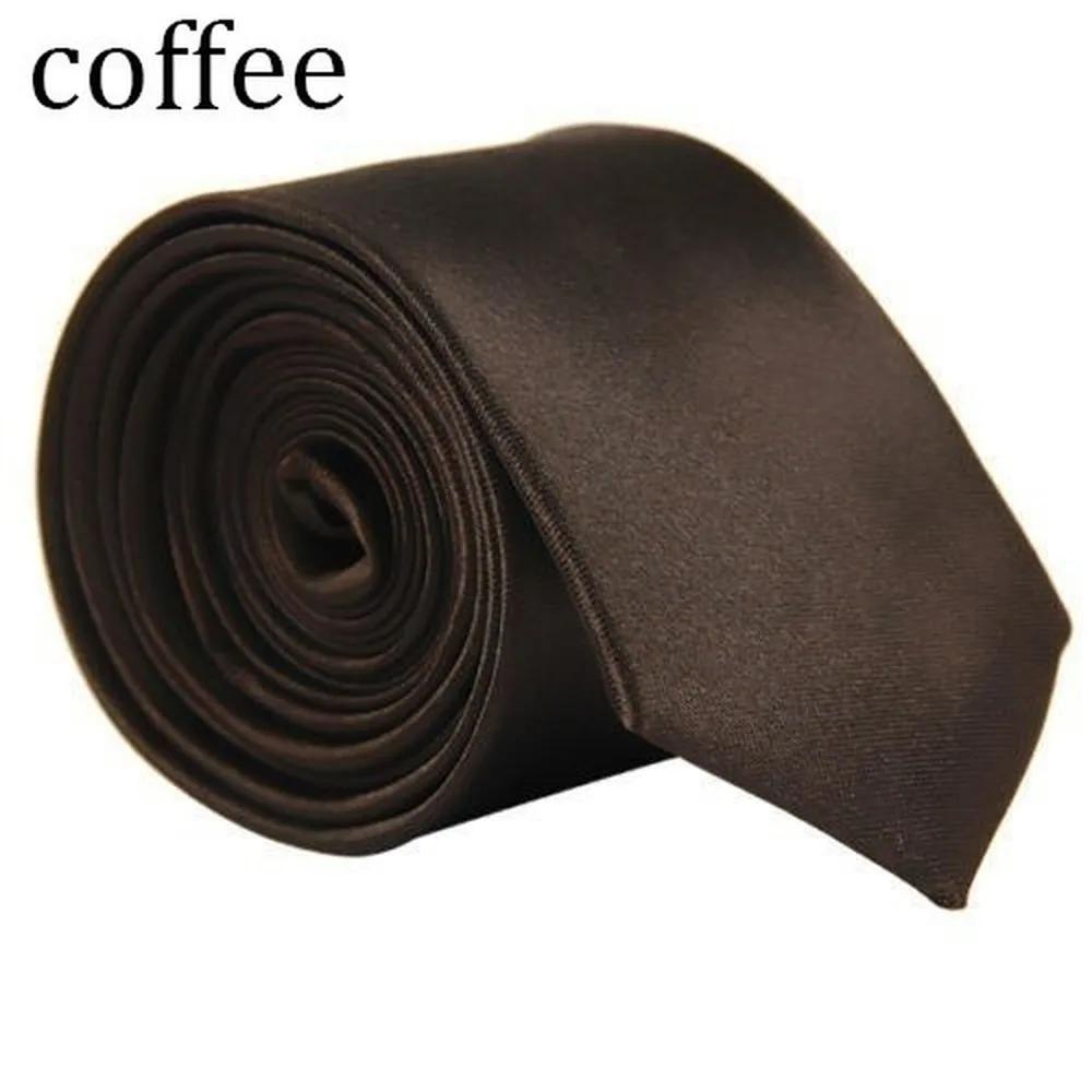 Klassische Herren Hochzeit Einfarbige Skinny Krawatten Mode Einfache Schmale Krawatten Jacquard Gewebte Seidenkrawatten für Herren Hochzeitsanzüge Cravate Coffee von Joom DACH