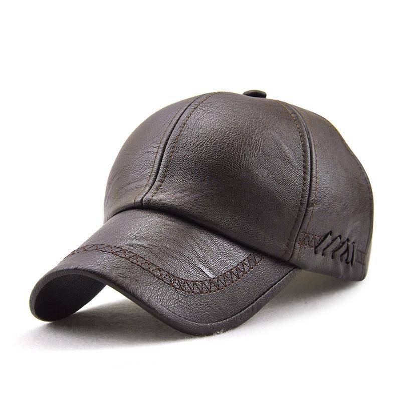 Klassische Leder Papa Kappe Männer Vintage Baseball Hut Winter Herbst Outdoor Wind Proof Warm Radfahren Männer Fahren Trucker Hüte Golf caps braun von Joom DACH