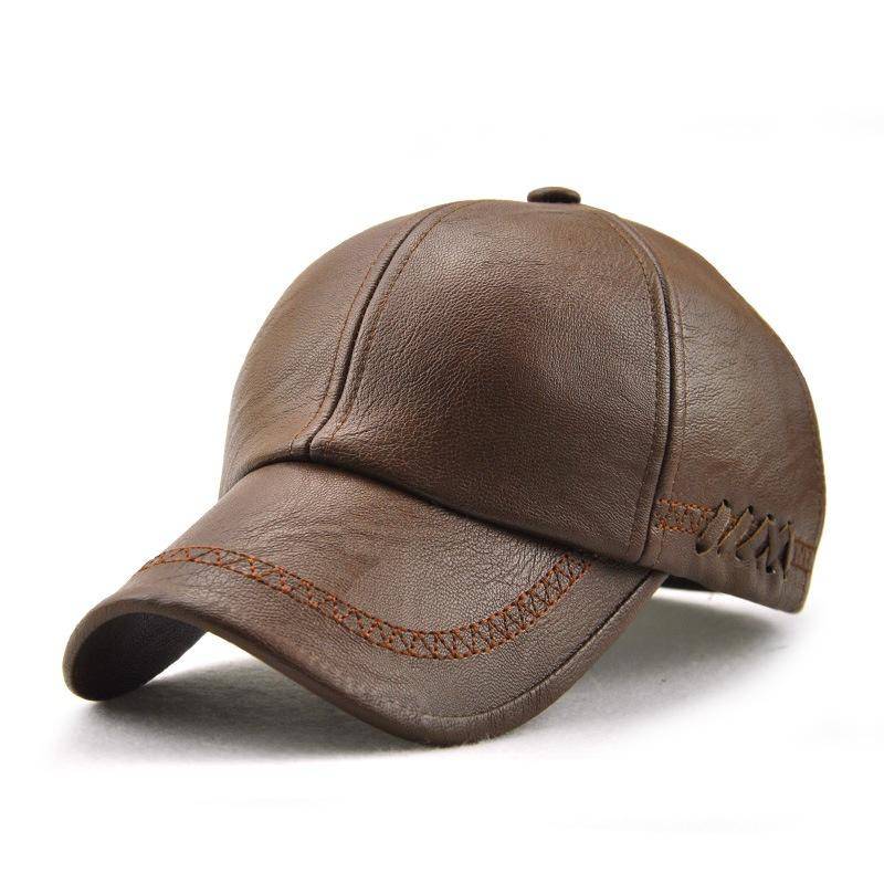 Klassische Leder Papa Kappe Männer Vintage Baseball Hut Winter Herbst Outdoor Wind Proof Warm Radfahren Männer Fahren Trucker Hüte Golf caps khaki von Joom DACH