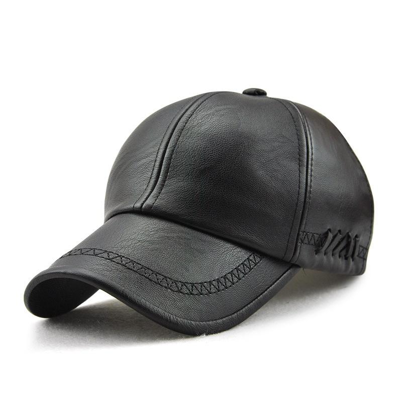 Klassische Leder Papa Kappe Männer Vintage Baseball Hut Winter Herbst Outdoor Wind Proof Warm Radfahren Männer Fahren Trucker Hüte Golf caps schwarz von Joom DACH