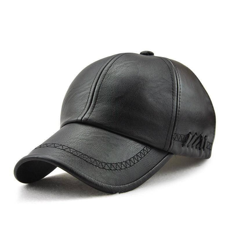 Klassische Leder Papa Kappe Männer Vintage Baseball Hut Winter Herbst Outdoor Wind Proof Warm Radfahren Männer Fahren Trucker Hüte Golf caps schwarz von Joom DACH