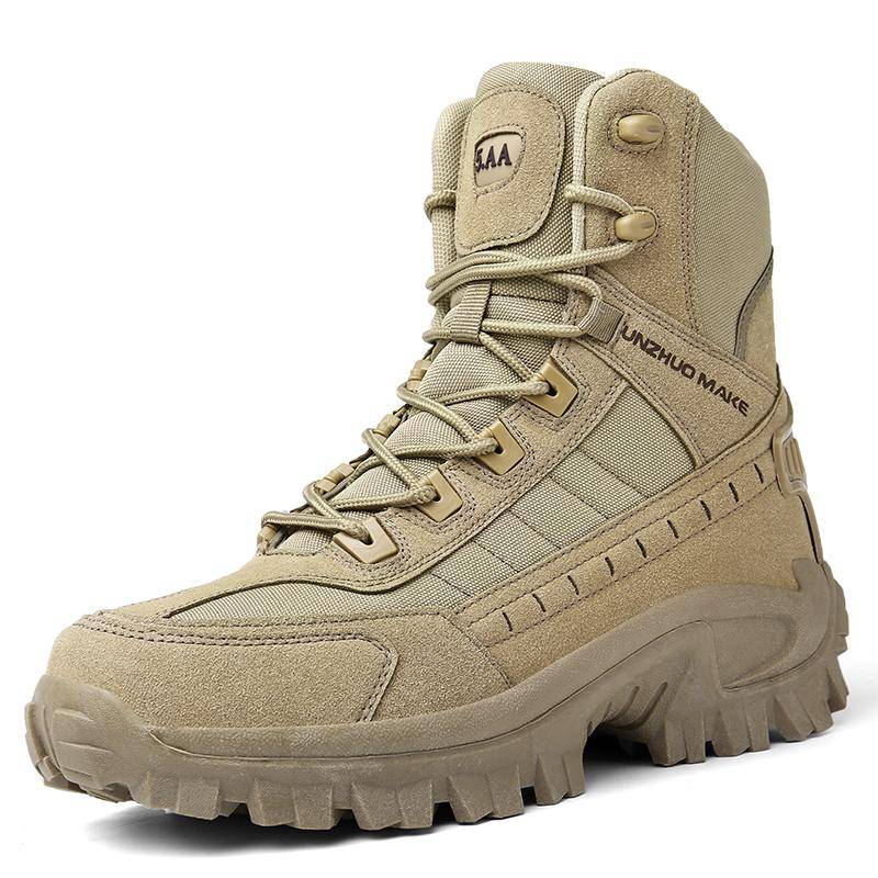 Klassische Männer Stiefeletten Herren Desert Combat Stiefel Outdoor Wasserdicht Neue Männer Wanderschuhe Arbeit Sicherheit Schuhe Masculino Bota 42 beige von Joom DACH