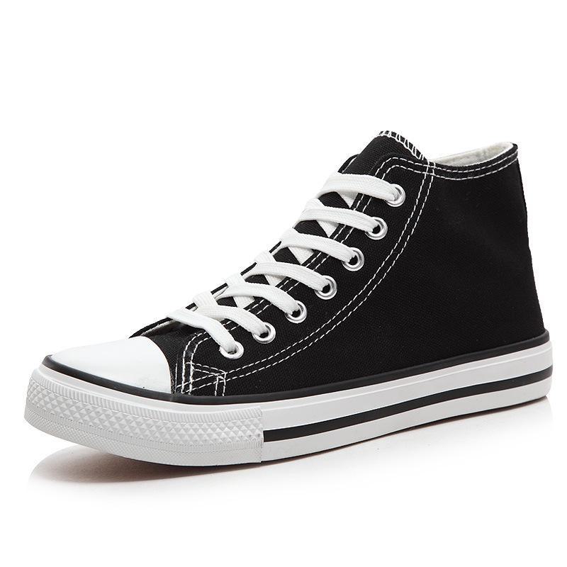 Klassische Retro-Low-Top-Canvas-Schuhe für Damen – Nahtlose Lieferung High top, 37 schwarz von Joom DACH