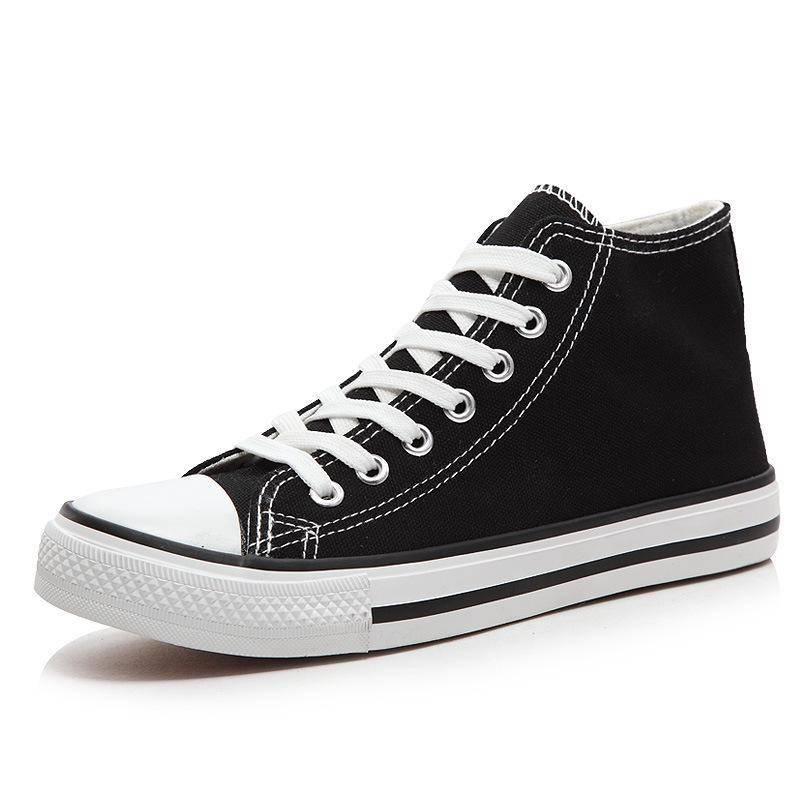 Klassische Retro-Low-Top-Canvas-Schuhe für Damen – Nahtlose Lieferung High top, 37 schwarz von Joom DACH