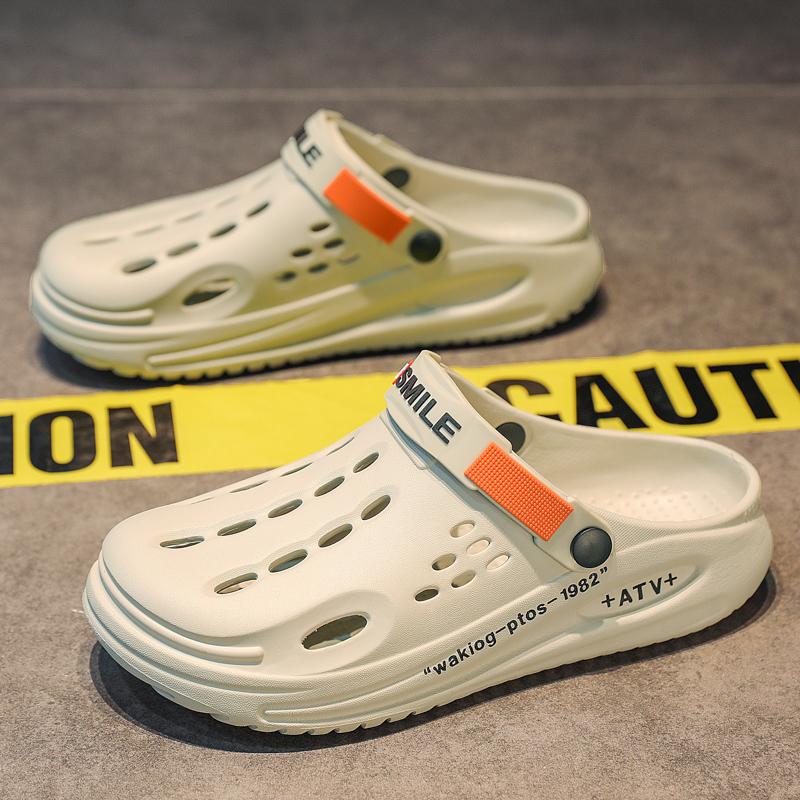 Klassische Sommer Clogs Herren Hausschuhe Atmungsaktive Gartenschuhe Outdoor Bequeme Strandschuhe Hausschuhe Rutschfeste Hausschuhe 46-47 von Joom DACH