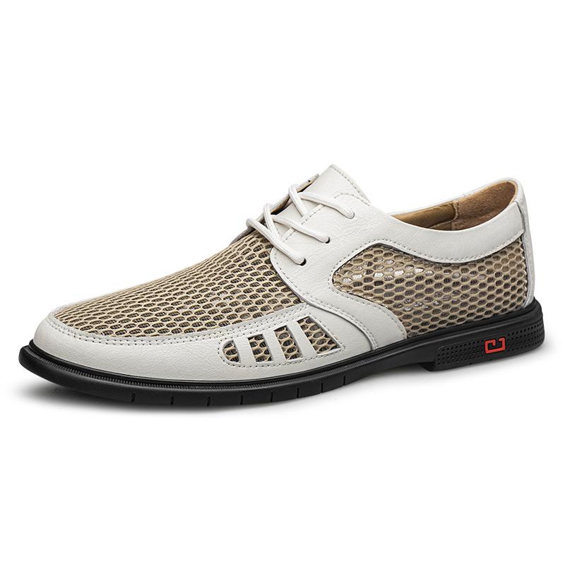 Klassische atmungsaktive Oxford-Schuhe für Herren, flache Schuhe, Mokassins, Herren-Business-Schuhe 44 beige von Joom DACH