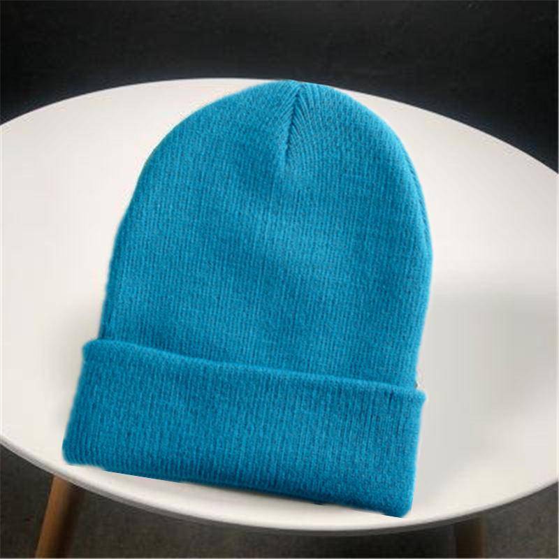 Klassische mehrfarbige Mütze, neue heiße Wintermütze für Damen und Herren, gestrickt, solide Herbst-Mütze 54cm-60cm see-blaue von Joom DACH