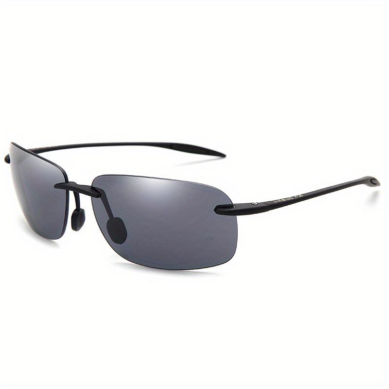 Klassische randlose Sport-Sonnenbrille für Herren und Damen, rechteckig, ultraleichter Rahmen, Sonnenbrille, Schutz beim Fahren im Freien, Sportreiten schwarz von Joom DACH