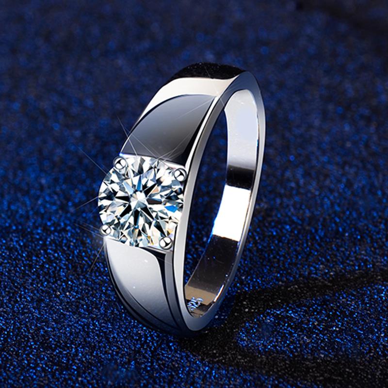 Klassischer 1ct Moissanitring für Männer und Frauen, Diamantschmuck, echtes 925er Silber, Geschenke ohne Zeichen, Verlobungsring für die Hochzeit 10 von Joom DACH