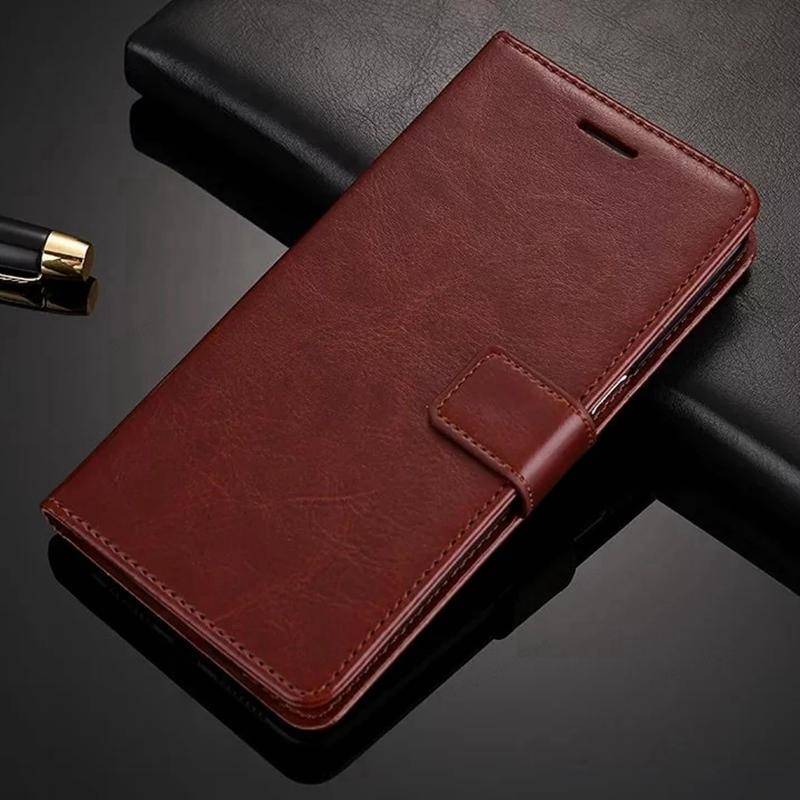Klassischer Buchstil Stand Flip Wallet Leder Handyhülle Kartenfach für Samsung Galaxy A05 A15 A25 A35 A55 A24 A34 A54 5G A53 5G Redmi Note 13 Pro RedMi Note 9 Pro braun von Joom DACH