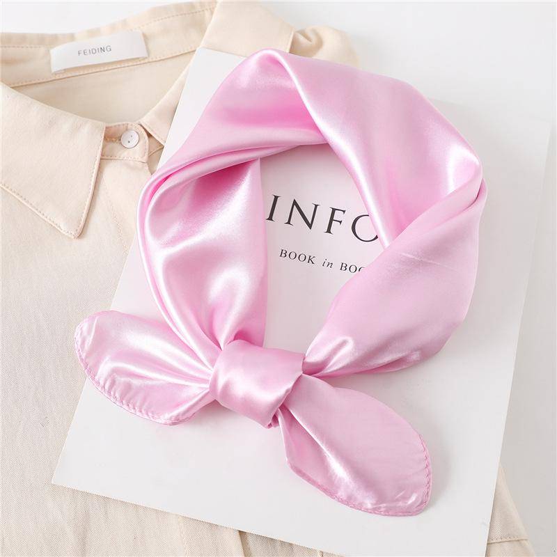 Klassischer Damen-Seidenschal in Uni-Farbe, vielseitiges Modeaccessoire, 60 cm quadratisch für Haarband oder Business-Kleidung 60x60cm von Joom DACH