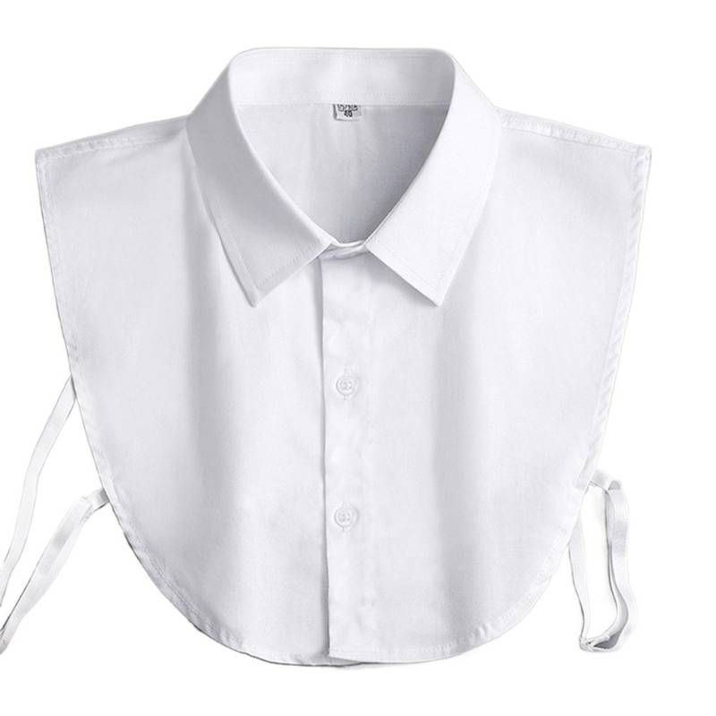 Klassischer Faux Falscher Kragen Halbe Hemden Abnehmbarer Stehkragen Für Damen Hemden Bluse Kragen F O5P4 White-3 buttons von Joom DACH