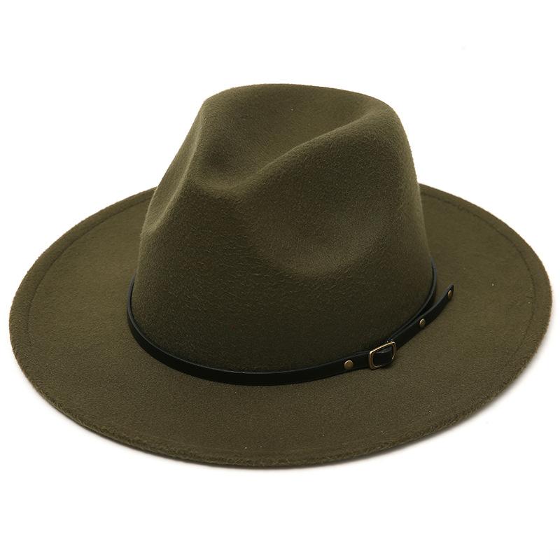 Klassischer britischer Fedora-Hut aus Wolle mit Gürtelschnalle für Männer und Frauen, Nachahmung von Wollfilz, Wintermütze, modischer Jazzhut, Chapeau von Joom DACH