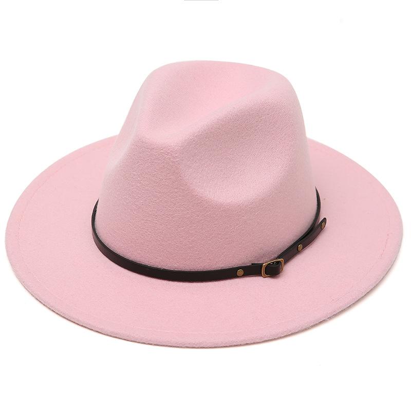 Klassischer britischer Fedora-Hut aus Wolle mit Gürtelschnalle für Männer und Frauen, Nachahmung von Wollfilz, Wintermütze, modischer Jazzhut, Chapeau von Joom DACH