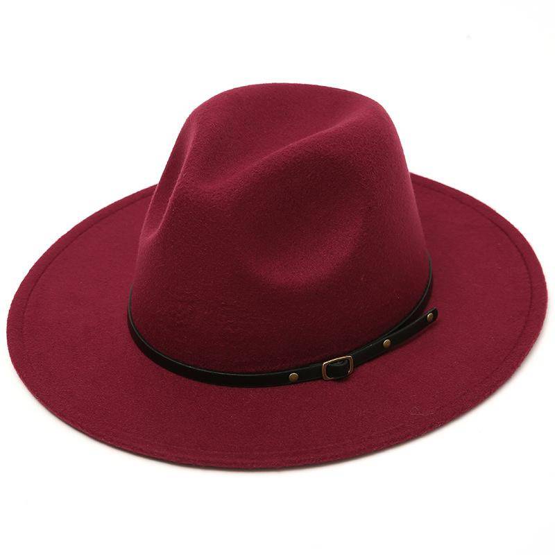 Klassischer britischer Fedora-Hut aus Wolle mit Gürtelschnalle für Männer und Frauen, Nachahmung von Wollfilz, Wintermütze, modischer Jazzhut, Chapeau von Joom DACH