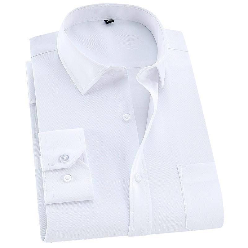 Klassisches, formelles Business-Twill-Hemd mit Standard-Passform und langen Ärmeln für Herren 40 weiß von Joom DACH