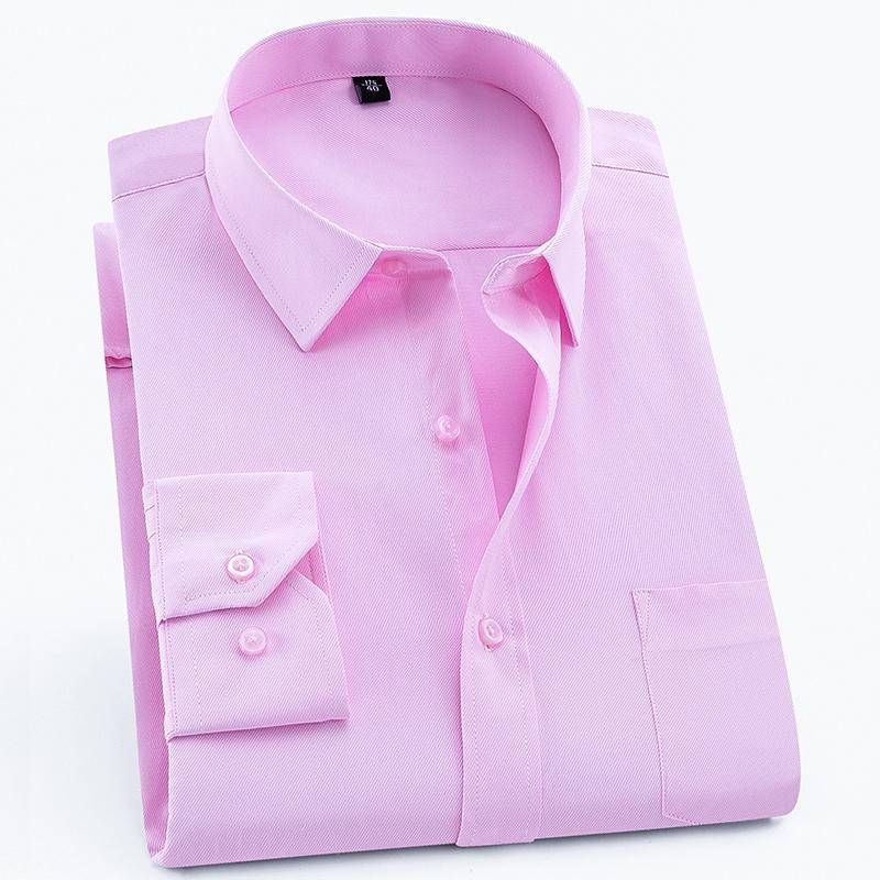 Klassisches, formelles Business-Twill-Hemd mit Standard-Passform und langen Ärmeln für Herren 41 rosa von Joom DACH