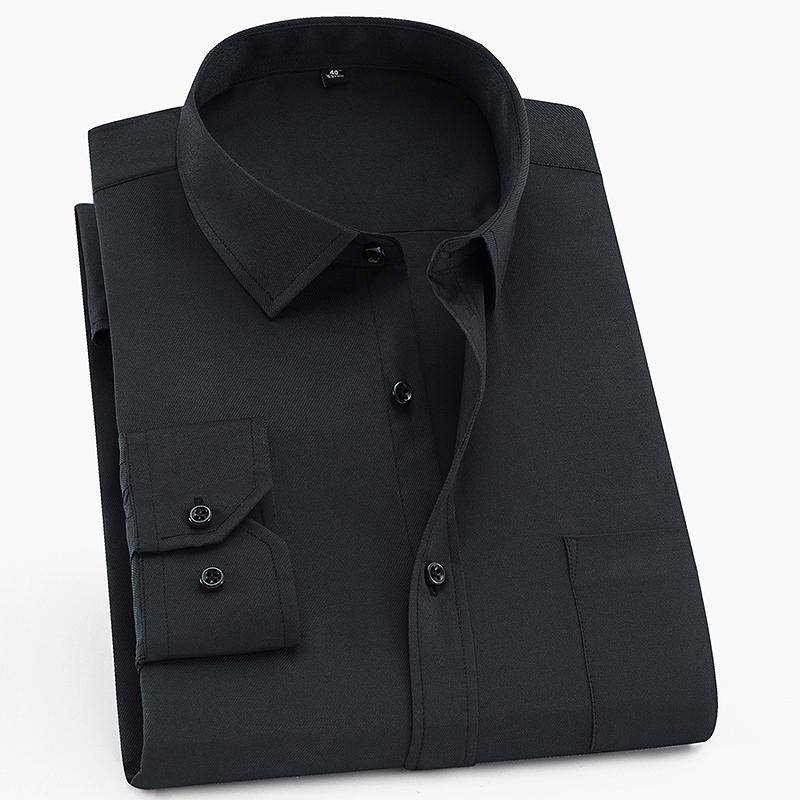 Klassisches, formelles Business-Twill-Hemd mit Standard-Passform und langen Ärmeln für Herren 44 schwarz von Joom DACH