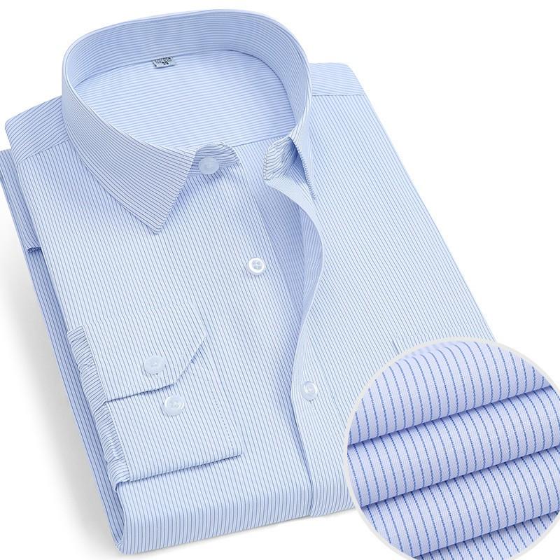 Klassisches, langärmliges Basic-Hemd aus Stretch-Bambusfaser für Herren, taschenlos, Standard-Passform, pflegeleichte Hemden für Business, Arbeit und Büro 44 von Joom DACH