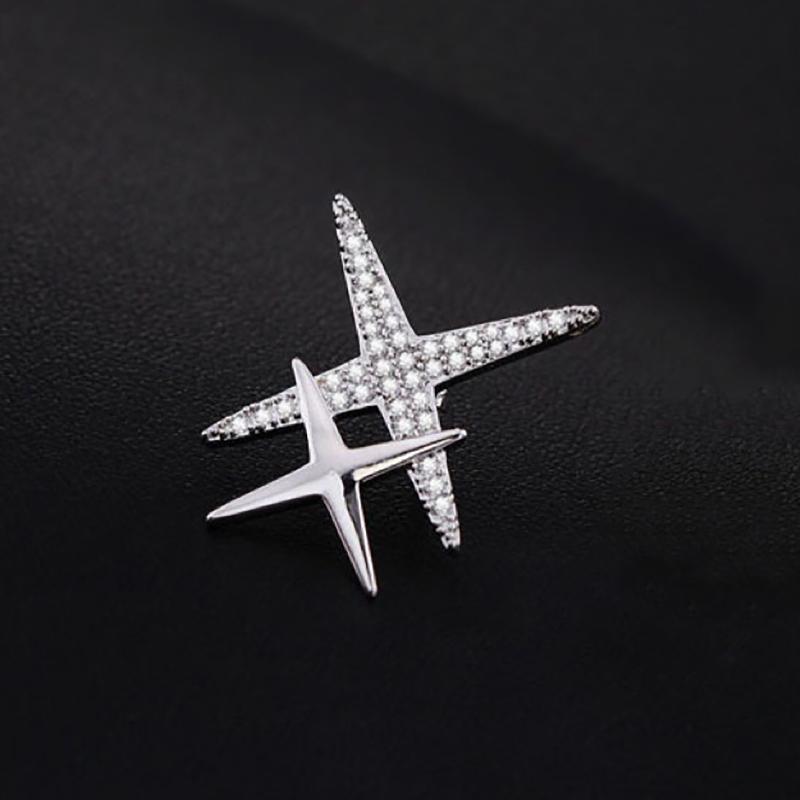 Klassisches Design Sternförmige Broschen Pins Für Frau Edlen Schmuck Hochzeit Party Mädchen Luxus Accessoires Geschenk silber von Joom DACH