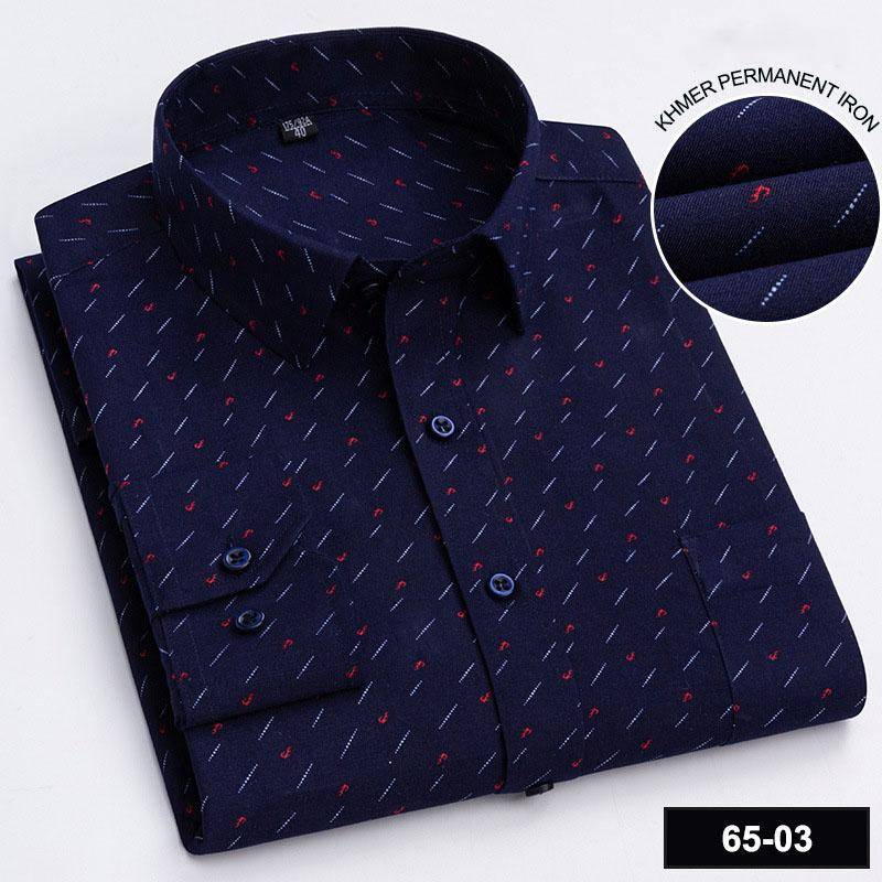 Klassisches Langarm-Businesshemd für Herren mit Print/Streifen, Basic-Hemd mit Tasche, Baumwolle, Standard-Fit, Bürohemd 43 von Joom DACH