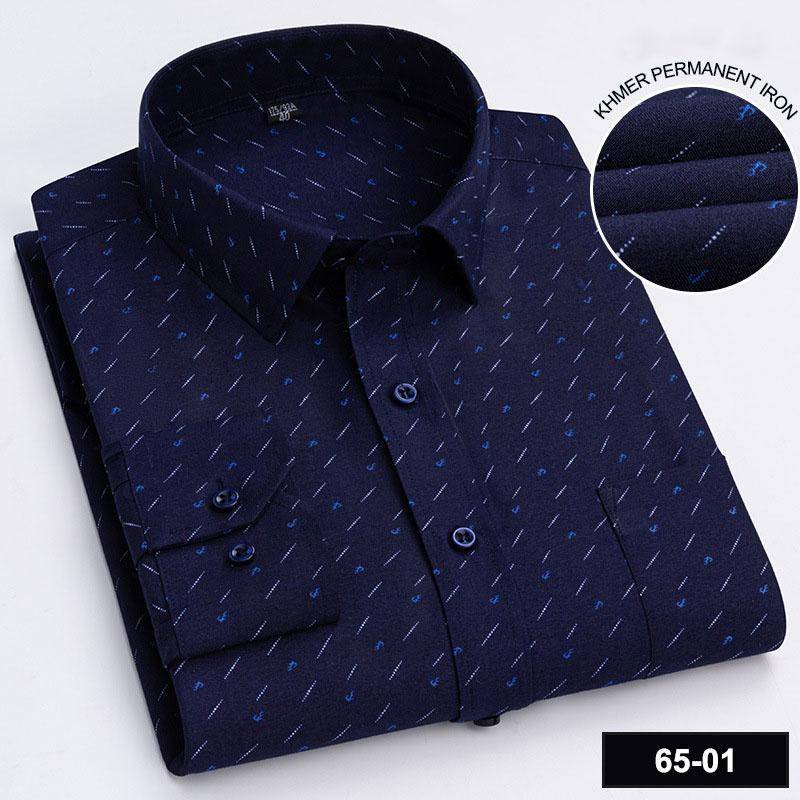 Klassisches Langarm-Businesshemd für Herren mit Print/Streifen, Basic-Hemd mit Tasche, Baumwolle, Standard-Fit, Bürohemd 44 von Joom DACH