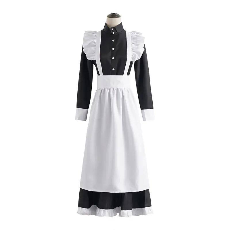 Klassisches schwarz-weißes Dienstmädchenkleid im britischen Stil mit Perlenfaden, langes Kaffeehaus-Dienstmädchenkleid, für Zuhause, Urlaub, Cosplay, Herren- und Damenbekleidung Women-XS von Joom DACH