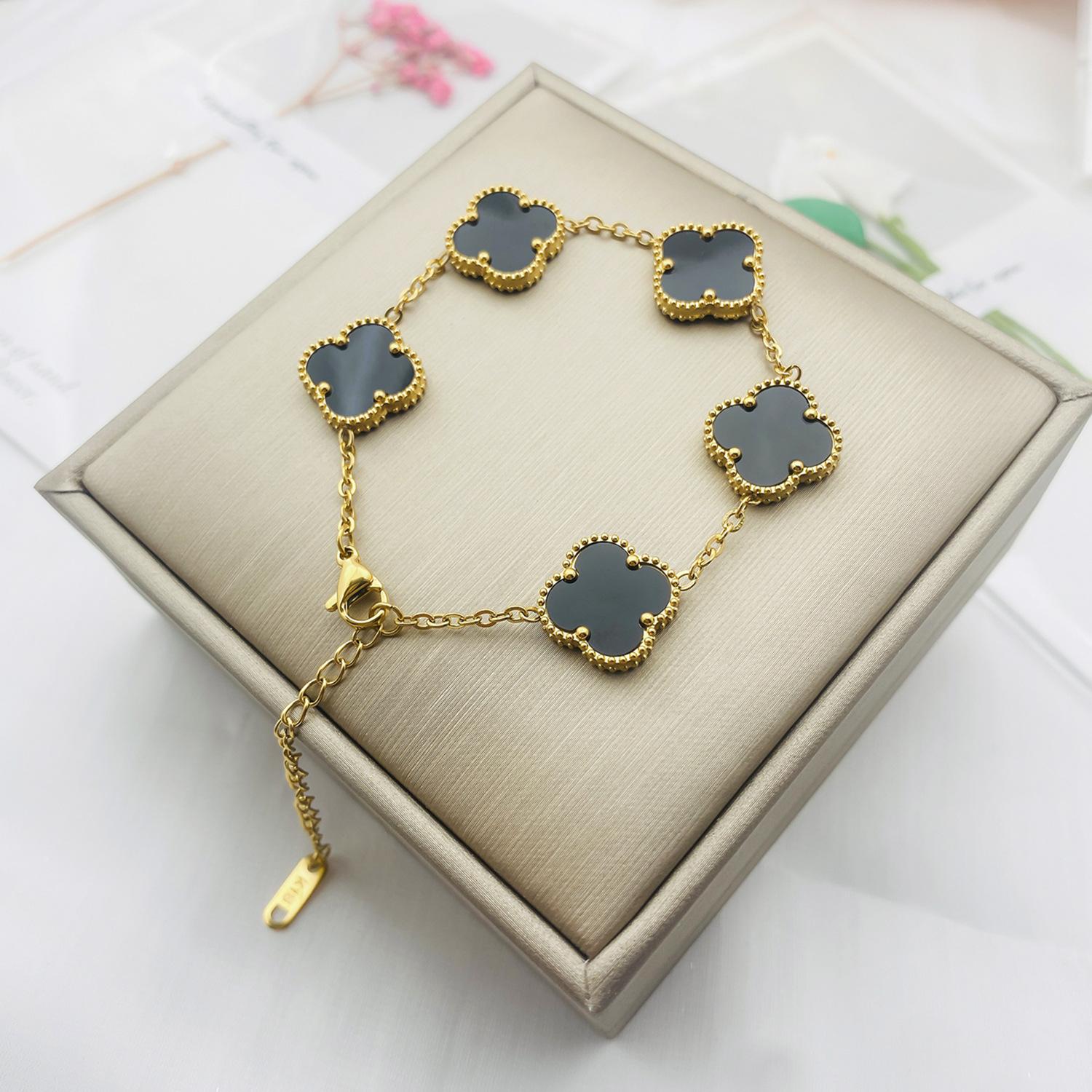 Klee Armband Doppelseitige Muschel Halskette Damen Anlauffreies Titan Armband von Joom DACH