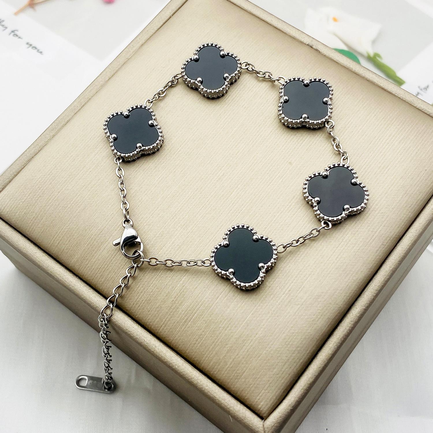 Klee Armband Doppelseitige Muschel Halskette Damen Anlauffreies Titan Armband von Joom DACH