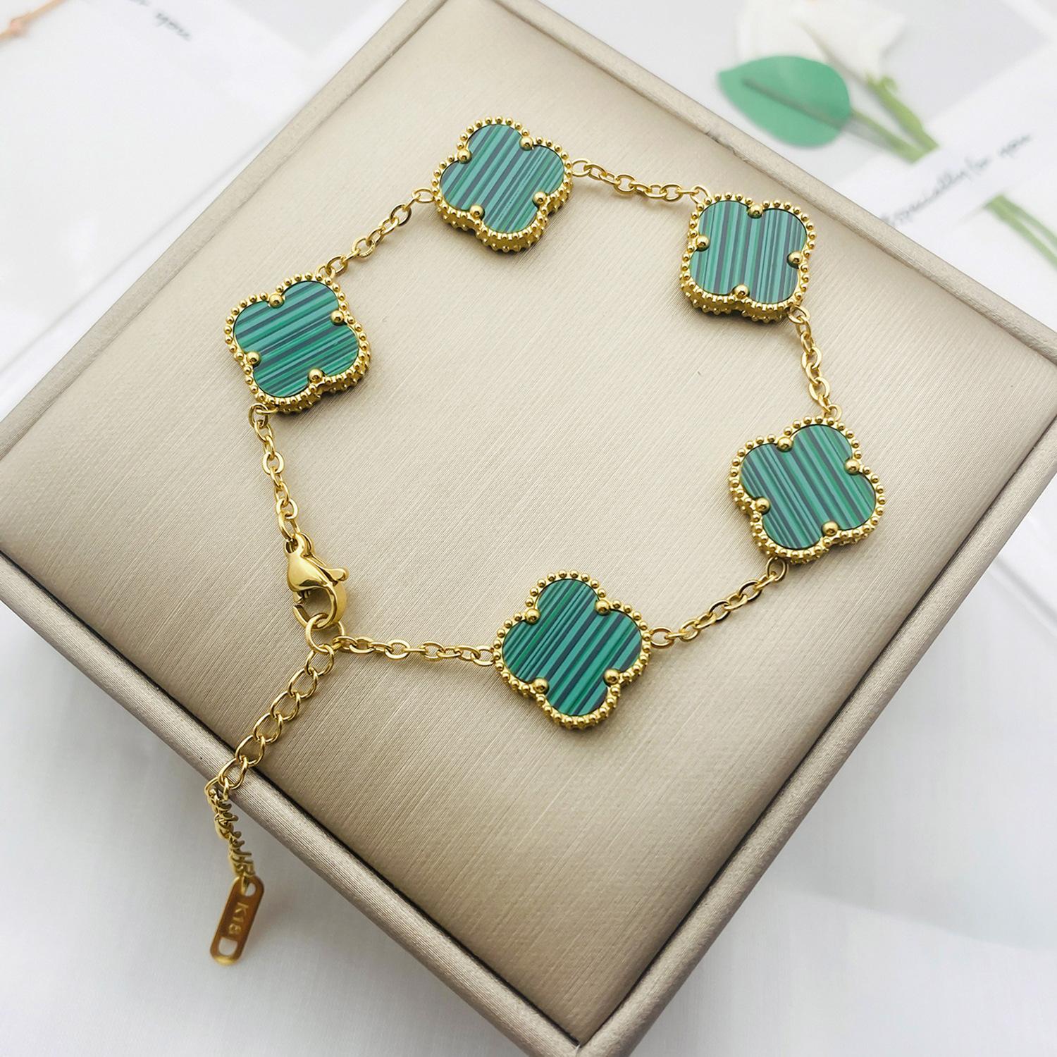 Klee Armband Doppelseitige Muschel Halskette Damen Anlauffreies Titan Armband von Joom DACH