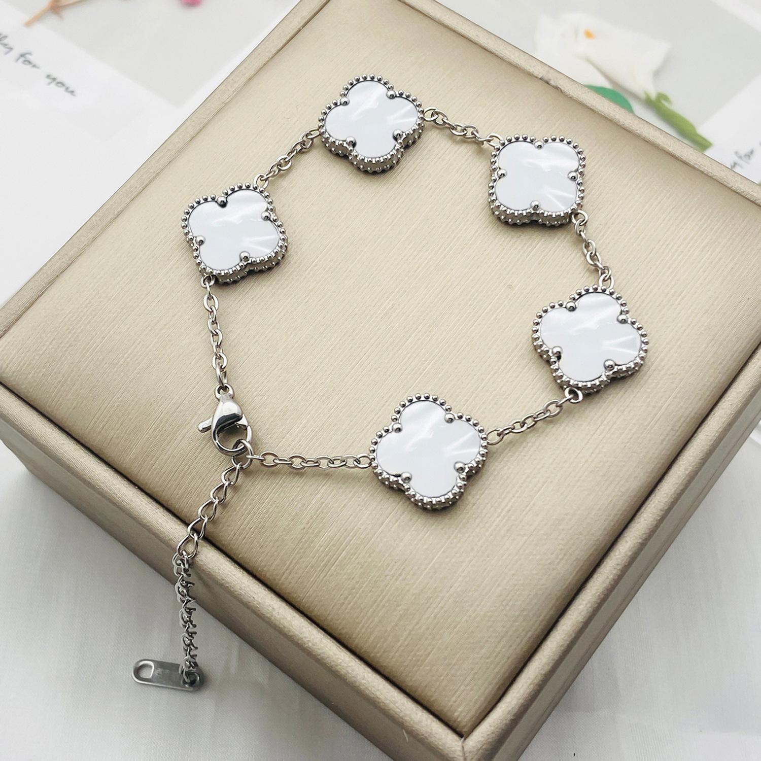 Klee Armband Doppelseitige Muschel Halskette Damen Anlauffreies Titan Armband von Joom DACH