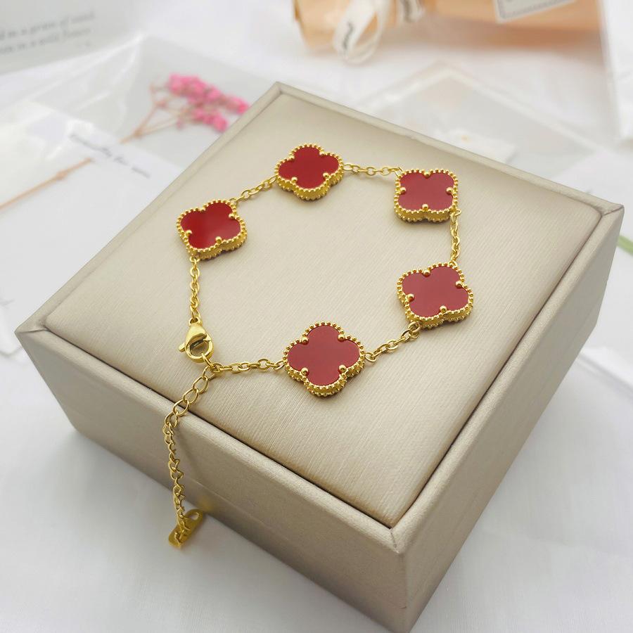 Klee Armband Doppelseitige Muschel Halskette Damen Anlauffreies Titan Armband von Joom DACH