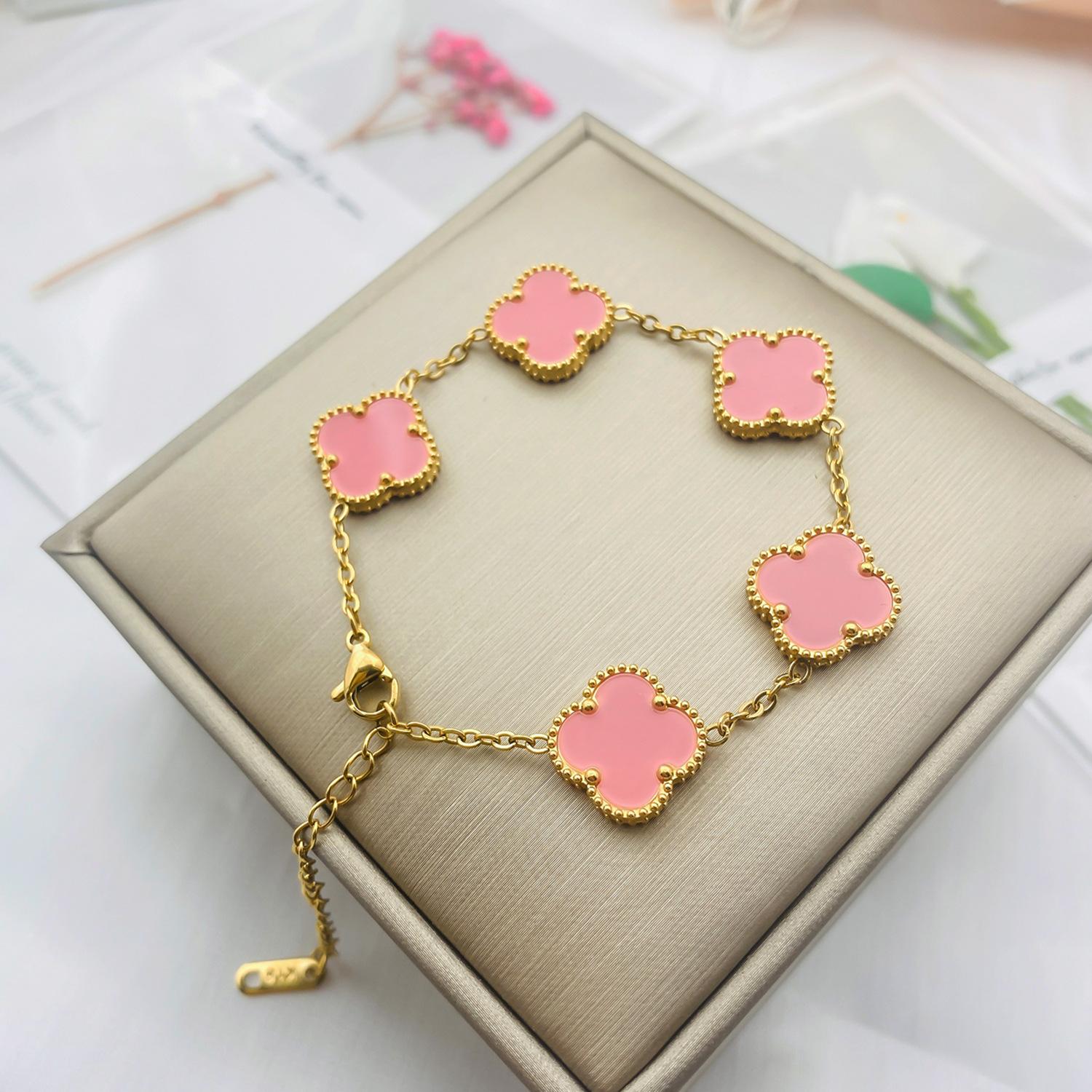 Klee Armband Doppelseitige Muschel Halskette Damen Anlauffreies Titan Armband von Joom DACH