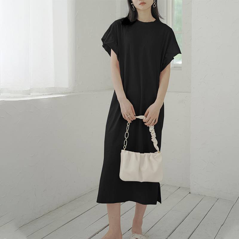 Kleid mit ausgestellten Ärmeln, gestrickt, locker, einfarbig, langer Rock L von Joom DACH