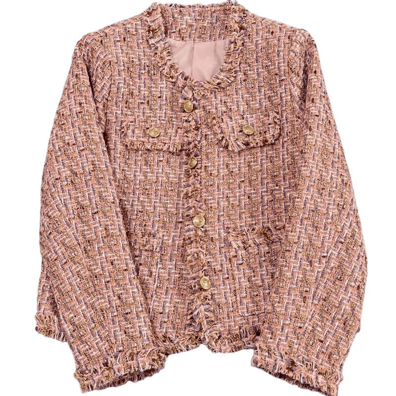 Kleine Duftstil Kurze Jacke für Damen Frühjahrskleidung Neuer Nischenstil Leicht gekochter Stil Dickes Tweed-Oberteil Frühher Herbst XL von Joom DACH