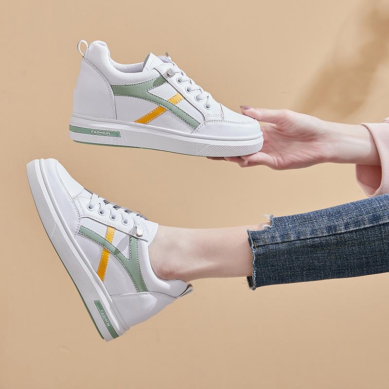 Kleine Größe Frühling Neu Leder Weiße Schuhe Damen Versteckter Absatz Schnürschuhe Lässig Mehrfarbig Damen Studenten Schuhe 40 von Joom DACH