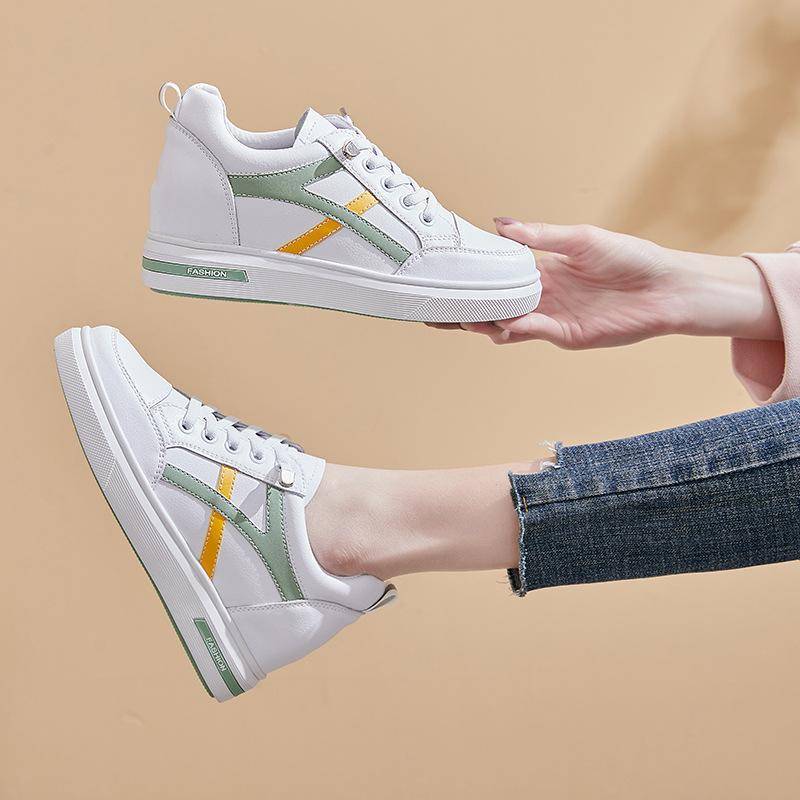 Kleine Größe Frühling Neu Leder Weiße Schuhe Damen Versteckter Absatz Schnürschuhe Lässig Mehrfarbig Damen Studenten Schuhe 40 von Joom DACH
