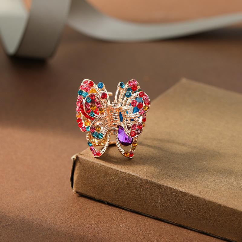 Kleine Haarklammer mit Schmetterlings-Strasssteinen, elegante Haarnadel, Glitzer, glänzende Perle, Metall-Haarspange für Frauen und Mädchen, süße Accessoires bunt von Joom DACH