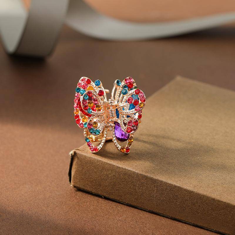 Kleine Haarklammer mit Schmetterlings-Strasssteinen, elegante Haarnadel, Glitzer, glänzende Perle, Metall-Haarspange für Frauen und Mädchen, süße Accessoires bunt von Joom DACH