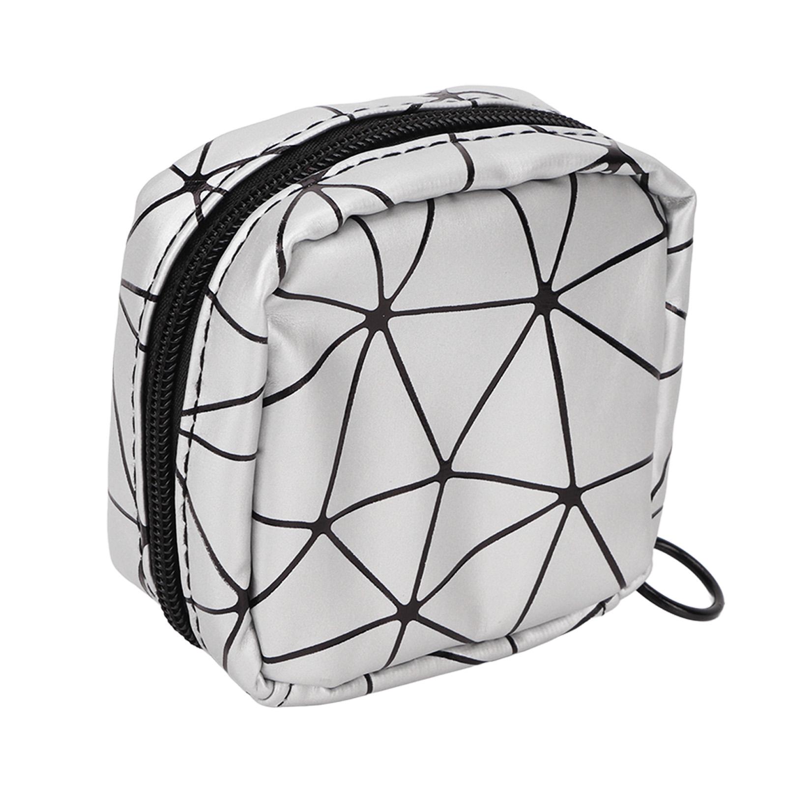 Kleine Lippenstifttasche Tragbar Wasserdicht Reißverschluss PU-Leder Mini Kosmetiktasche für Reisen Frauen Schwarz silber von Joom DACH