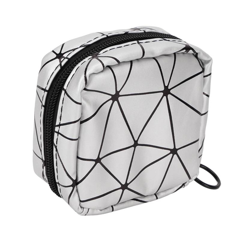 Kleine Lippenstifttasche Tragbar Wasserdicht Reißverschluss PU-Leder Mini Kosmetiktasche für Reisen Frauen Schwarz silber von Joom DACH