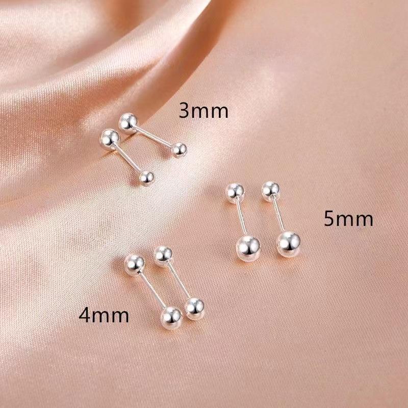 Kleine Ohrringe aus Sterlingsilber für Frauen, hypoallergene Ohrknochennägel, einfache und vielseitige spiralförmige doppelköpfige Silberohrringe mit Erbsen 4mm von Joom DACH