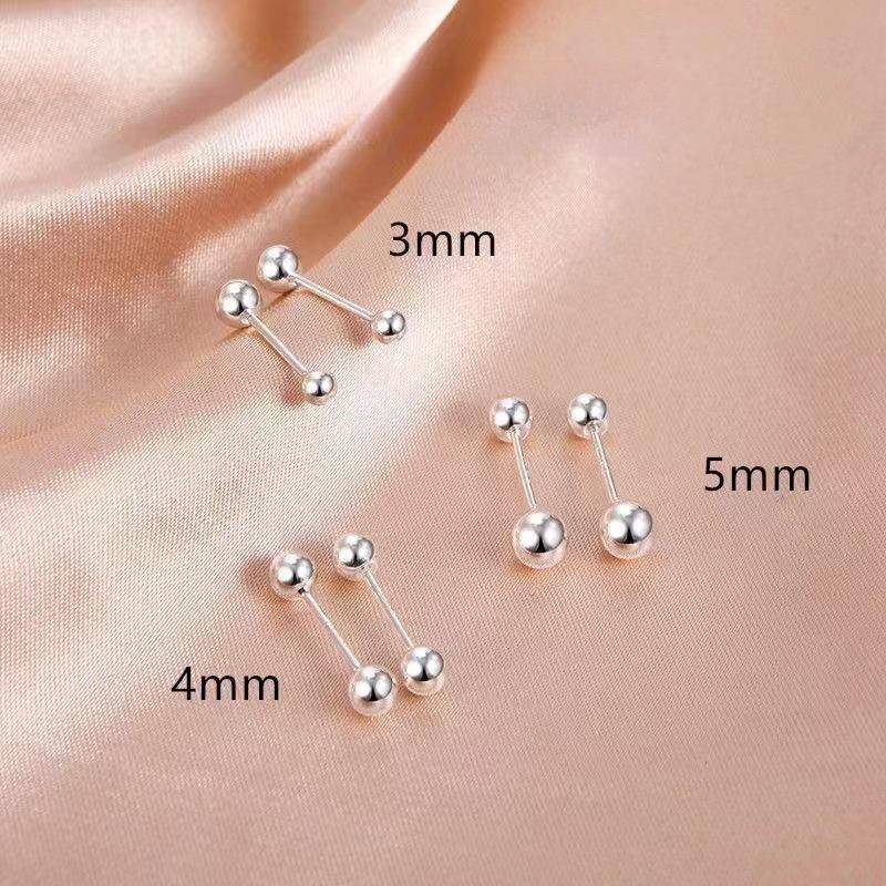 Kleine Ohrringe aus Sterlingsilber für Frauen, hypoallergene Ohrknochennägel, einfache und vielseitige spiralförmige doppelköpfige Silberohrringe mit Erbsen 4mm von Joom DACH