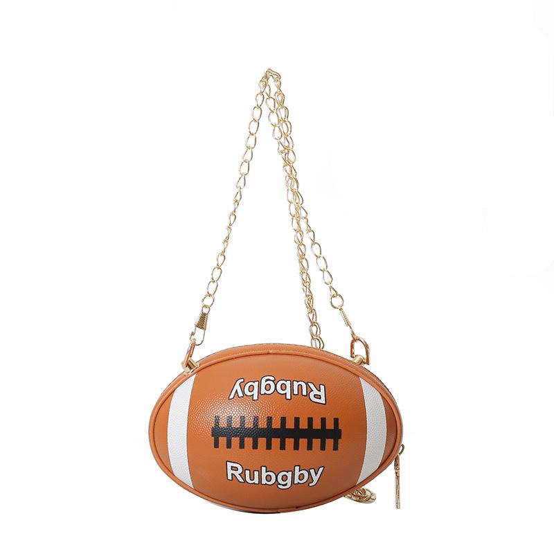 Kleine Rugby-Tasche für Damen, Straßentasche, Schultertasche mit Kette braun von Joom DACH