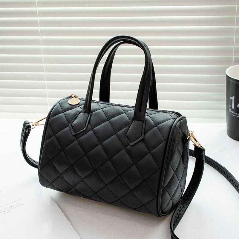 Kleine Tasche für Damen, bestickte Kissentasche mit Rautenmuster, neue Nischen-Zylinder-Handtasche schwarz von Joom DACH
