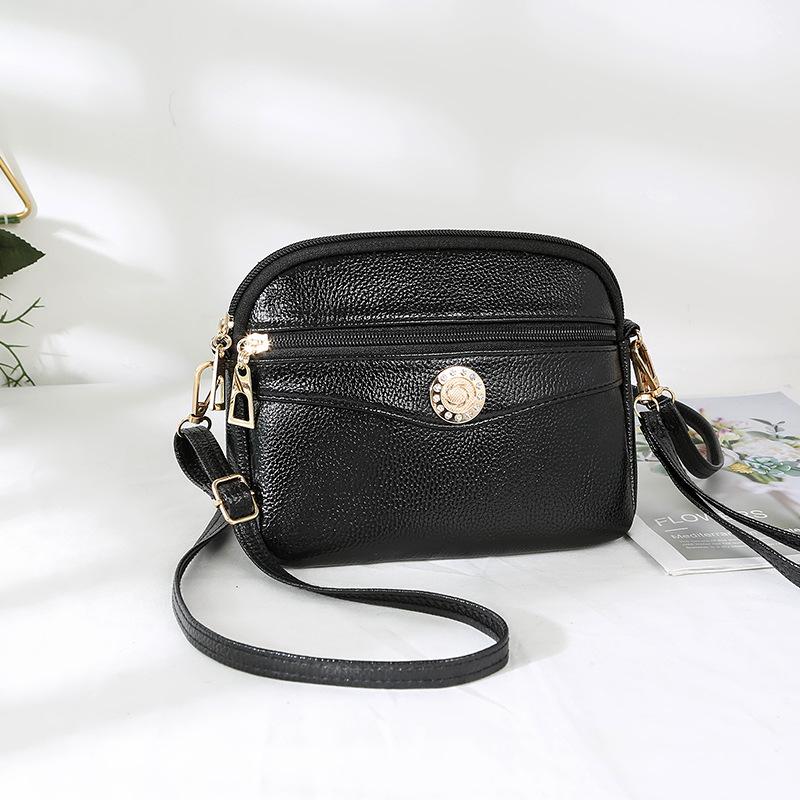 Kleine Umhängetasche aus weichem Leder, Damenhandtasche mit großem Fassungsvermögen für Frauen mittleren Alters, modische Handtasche für Mütter, Einkaufs- und Handytasche schwarz von Joom DACH